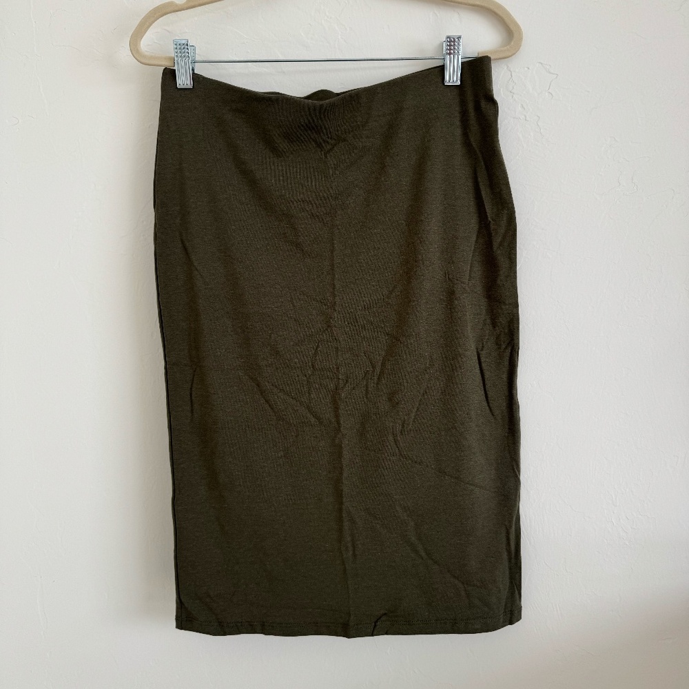 Olive Cotton Pencil Skirt